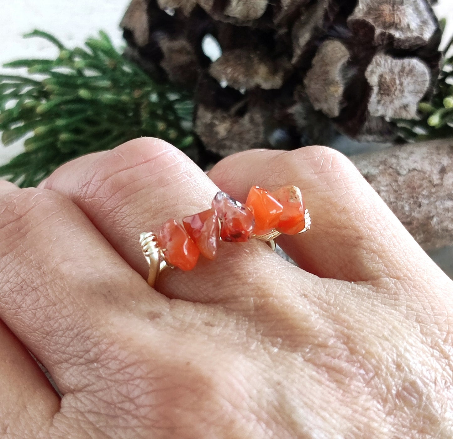 ANILLO MALLORCA ágatas rojas